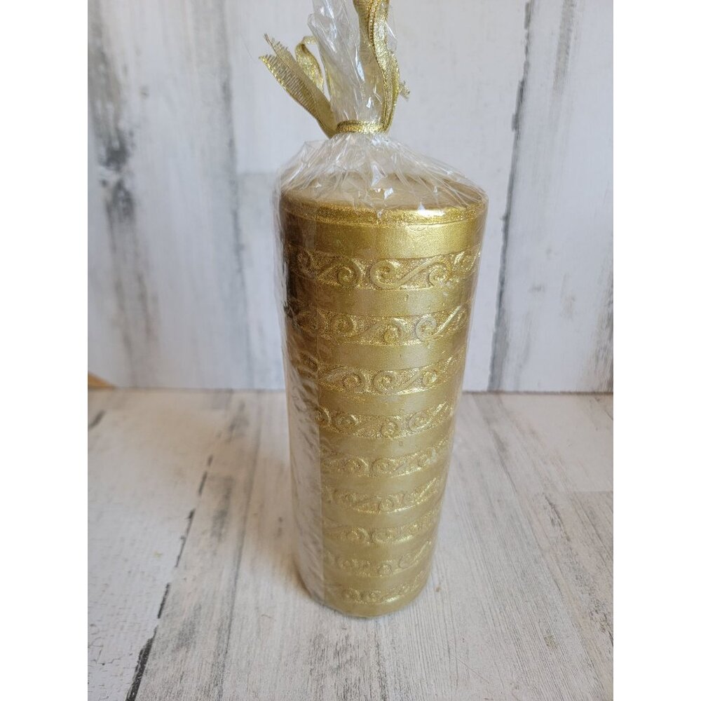 Large‎ Glitter gold pillar candle Xmas decor figure